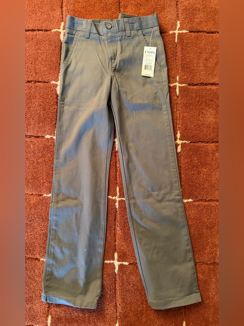 Chaps Boy’s Gray Straight Chinos “Approved School Wear” 10 Slim